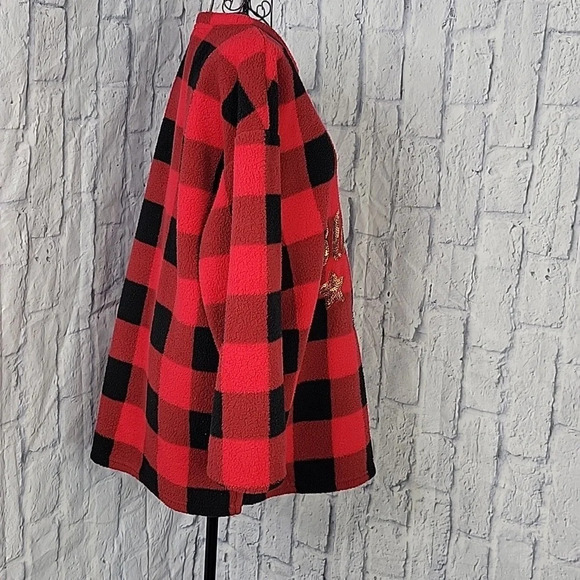 COMO VINTAGE Black and Red Plaid Gold Sequined Christmas Sweater Medium - Picture 4 of 6